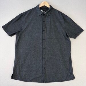 Desert Dunes Shirt Mens Large Charcoal Short Sleeve Button Up Thick Preppy Work
